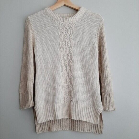 TRUE RELIGION Sweater Crewneck Cable Linen Blend Sz XS - Picture 2 of 11